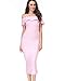 UONBOX Women's Fluted Mid-Calf Off Shoulder Party Bandage Dress with Back Split