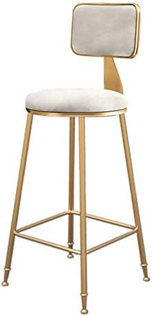 QULONG Bar Stool Kitchen Chair Stool Coffee Restaurant Wrought Iron High Chair Backrest Design - 5 Colors (Seat Height: 45/65/75CM),White,H65CM