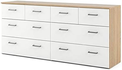 Amazon Com Tvilum 8 Drawer Double Dresser Oak Structure White Furniture Decor
