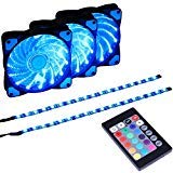DS 3Pin 120MM RGB Fans, LED Case Fan for Computer, CPU Coolers (Compatible with ASUS Aura RGB or MSI Mystic Light, 3Pack LED Fans, F Series)