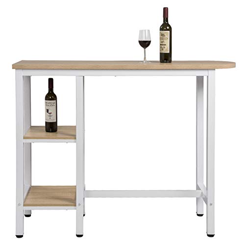 WOLTU BT31hei 1x Bartisch Bistrotisch Stehtisch Esstisch, Metallgestell, Tischplatte aus MDF, Hell Eiche, 130x40x100cm… – Bild 5