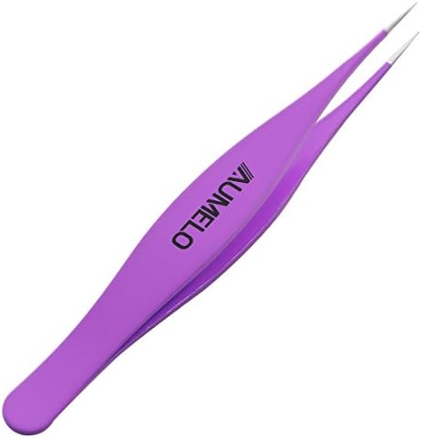 Surgical tweezers for Ingrown Hair - Best Steel Precision Sharp Pointed Tweezers for Splinters and Glass Removal - Best for Eyebrow Hair,Facial Hair Remover Effortlessly,Purple