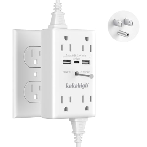 Photo 1 of Wall Outlet Extender with Screw, 8 Way Outlets with 1680J Surge Protected, Multi Plug Wall Outlet with USB Ports, LED Indicator, 1875W Wall Mounted Surge Protectors for Dorm Room Office Kitchen, ETL