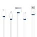 Charging Cable, Ourkens Premium Quality 4 in 1 Multiple Universal USB Charging Cable 3ft(1M) with 8 Pin Lighting / 30 Pin / Micro USB Ports for iPhone, iPad, iPad Mini, iPad Air, iPad Pro, Samsung Galaxy, Note and most Android phones, Tablet (4 in 1 White)