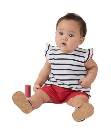 Petit Bateau A0CP0 Blouse Manches Courtes Blanc/Bleu Bébé Fille 6 Mois