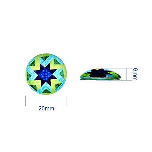 Craftdady 200Pcs Mosaic Printed Glass Flat Back Half Round Cabochons 20mm (3/4") Random Mixed Colors Photo Mosaic Tiles Dome Cabs