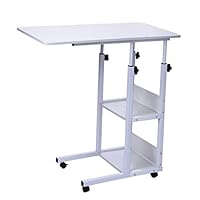 Ellymi Overbed Table - Hospital Bed Table - Swivel Wheel Rolling Tray - Adjustable Over Bedside Home Desk - Laptop, Reading, Eating Breakfast Cart Stand - Bedridden, Elderly, Senior Patient Aid