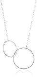Rhodium Plated Sterling Silver Two Circle Pendant Necklace, 16