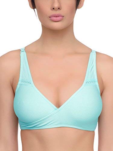 Women's Cotton Healthy and Organic Antimicrobial Full Cup Nursing Bra (Blue, 38D)