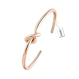 SENFAI Love Knot Simple Knot Bangle Cuffs for Women Stretch Bracelet Gold and Silver Rose Gold Knot Bangles ( rose gold)