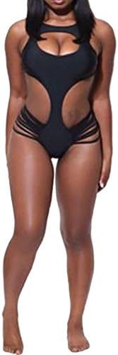 Elady Women Sexy Cut Out Monokini Bathingsuit Swinwear Straps (M, 7486-Black)