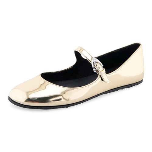 Aerosoles Women's Perry Mary Jane Flat, Gold Faux Leather, 6M