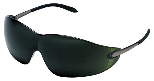 MCR Safety S21150 Blackjack Safety Glasses with Chrome Metal Temple and Green 5.0 Lens