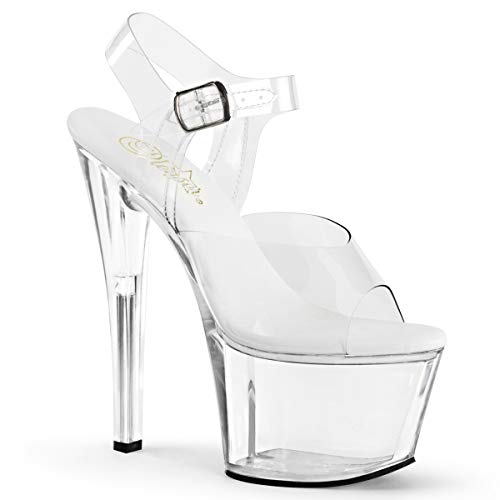 Pleaser Women's Sky308vl/C/M Platform Dress Sandal, Clear/Clear, 6 M US