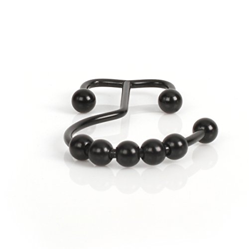 2LB Depot Shower Curtain Rings Hooks, Rustproof Stainless Steel, Set of 12 for Shower Rods (Black)