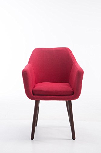 CLP-Sedia-Poltroncina-Utrecht-in-Tessuto-Poltrona-da-Soggiorno-con-Portata-Max-150-kg-I-Sedia-per-Sala-Attesa-Imbottita-e-Telaio-in-Legno-di-Quercia-Rosso-Colore-Base-Noce