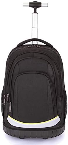 MYALQ Wheeled Laptop Backpack, with Wheels Polyester Waterproof Trolley Bag 20L Black for Kids Adults