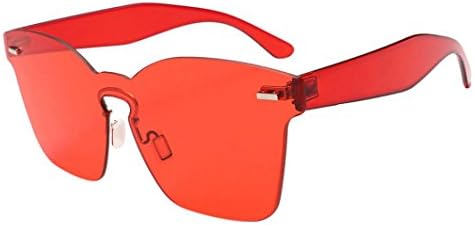 Franterd UV Glasses Sunglasses - Rimless Sunglasses Transparent Candy Color Unisex Sunglasses - Chic Shades Acetate Frame - Sports Outdoor Sunglasses for Walking Hiking Camping (Red)