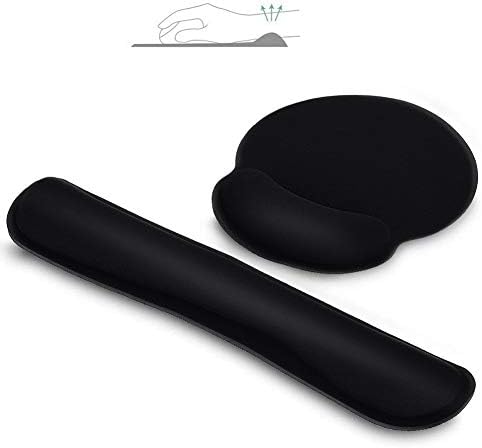 2-in-1 Memory Foam Keyboard Wrist Cushion Support Rest Set, Maxscout Ergonomic Mouse Pad for Computer Easy Typing and Pain Relief When Working & Gaming at Office, Home, Cybercafe - Black