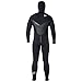 Hyperflex Wetsuits Men's Voodoo 6/5/4mm Hooded Front Zip Fullsuit, Black, Medium