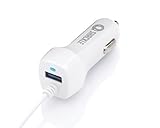 iPhone 6s Car Charger, Shackle Lightning Coiled Car Charger Adapter for iPhone 6/6s 6 Plus with extra 2.1A High Speed USB port, White