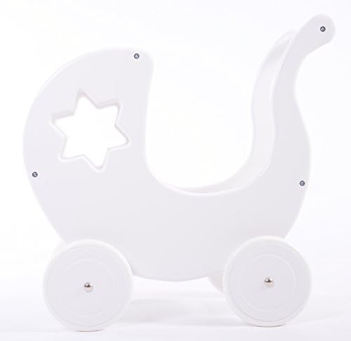MJmark Wooden Doll Pram WHITE STAR B1 including BEDDING Doll´s PRAM
