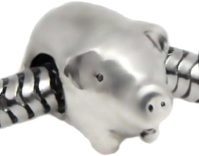 Cherityne Pig Fit Pandora Charm Silver Plated Bead