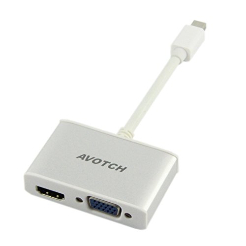 2 in 1 Mini DP to HDMI VGA Adapter, AVOTCH Mini Display Port to HDMI VGA Adapter Converter Cable Supporting 4K Premium Aluminium Case Mac Mini, Mh, Surface Proac Pro,