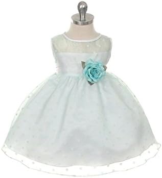 YNChiffonier Fashion Mint Sash Dot Sheer Easter Flower Baby Girl Dress 12M as picture12 Months