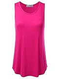 FLORIA Womens Basic Flowy Loose Fit Ultra Lightweight Soft Knit Sheer Tank Top FUCHSIA 2XL