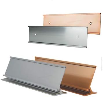 Office Desk Or Tabletop 2x10 Name Plate Holders OR Wall/Door Mount Holder - Fits Standard Size 2x10 NamePlates (Not Included), 2 Color Options - Gold Or Silver