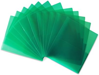 STEMSFX Clear Lightweight Plastic 2 Pocket Folder - 12 pack Green - For Letter Size Papers, Includes Business Card Slot