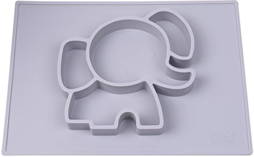 Baby Silicone Elephant Placemat- Great for Babies and toddlers, new moms, baby showers, and birthdays. Unisex, gender neutral Gray color. The Elliemat by EllieTek