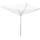Household Essentials 17120-1 Rotary Outdoor Umbrella Drying Rack | Aluminum Arms and Steel Post | 12-Lines with 165 ft. Clothesline