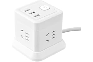 UK Desktop Power Extension Socket with 3USB Slots and 4 AC Outlets (13AV3250W),Child Protection, 1.5M Extension Cable,Compact