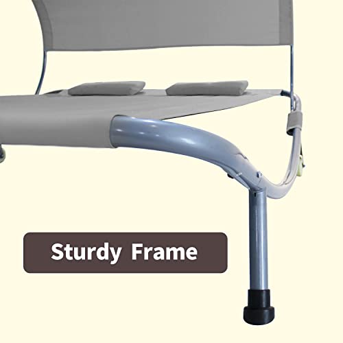 COVERCO Patio Double Chaise Lounge Bed with Canopy,Headrest Pillow and