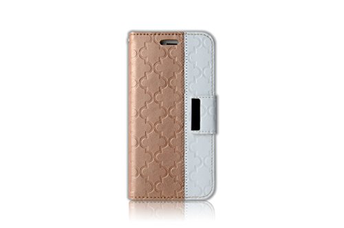 Galaxy S7 Edge Case,Thankscase Galaxy S7 Edge Wallet Case with Beautiful Quatrefoil Lattice Embossed Pattern,with TPU Shock-Absorbing Bumper Cover for Galaxy S7 Edge.(Gold Quatrefoil)