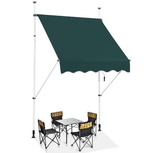 RELAX4LIFE Klemmmarkise 150 cm breit, Markise Balkon ohne Bohren, Höhenverstellbare Balkonmarkise mit Handkurbel, Sonnenschutz für Terrasse Balkon Veranda (150x