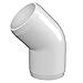 FORMUFIT F00245E-WH-4 45 Degree Elbow PVC Fitting, Furniture Grade, 2