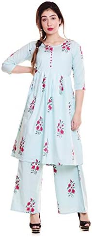 FASHIOTO Women's Cotton Kurti with Palazzo Pants Set