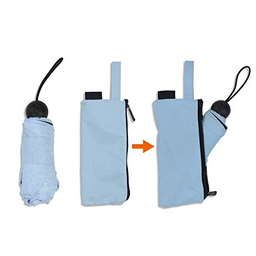 Lejorain Pocket Lightweight Travel Sun&Rain Umbrella for Women Men Kids- Waterproof& UV Protection Parasol Summer Umbrella(Blue)