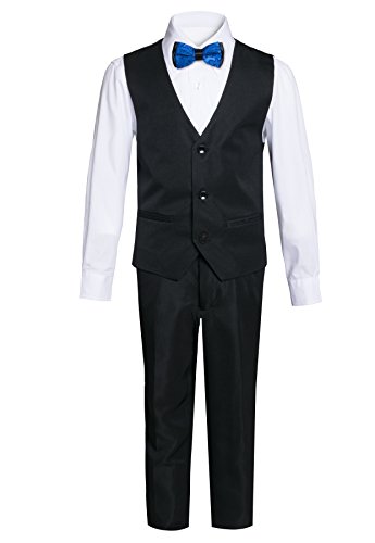 Boys Premium Paisley Patterned Shawl Lapel Tuxedos - Many Colors (2, Royal Blue with Black)
