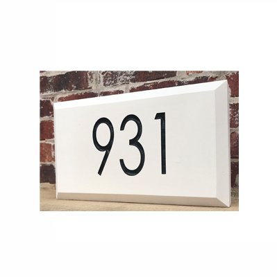ABC Address Blocks Personalized Address Plaque by Modern House Numbers. 9" x 15" Chamfered Style. Cast Stone. Engraved.