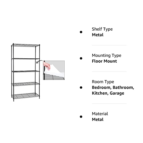 Catalina Creations EFINE 5Shelf Shelving Unit with Shelf Liners Set of