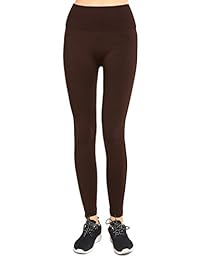 Leggings para dama con forro polar, color sólido, cintura alta, longitud completa