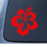 CMI155 HIBISCUS FLOWER - Hawaiian - Car, Truck, Notebook, Vinyl Decal Sticker | Vinyl Color: Red| 4