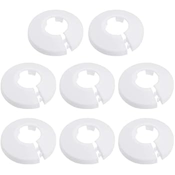uxcell Pipe Collar 21mm PP Radiator Escutcheon Water Pipe Cover Decoration White 8 Pcs