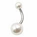 Sinlifu Fresh Pearl Belly Button Ring Navel Ring Body Jewelry Surgical Stainless Steel Body Piercing Ring