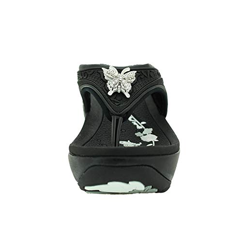 GP Women Platform Wedge Flip Flops 9079 Black, EU38 (Size 77.5