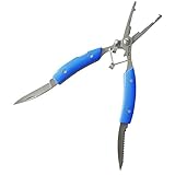 ROSE KULI Stainless Steel Multi Purpose Fishing Pliers with Sheath Cutter Saw Knife, Blue